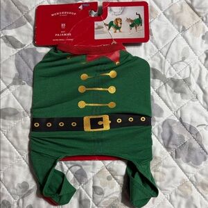 Wondershop Festive Green Dog Pajamas with Red and Gold Accents